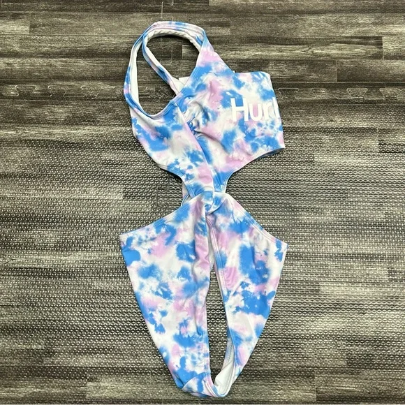 NWT Women’s Size Medium Hurley Blue & Purple Tie Dye Monokini Logo Swimsuit - Picture 11 of 11